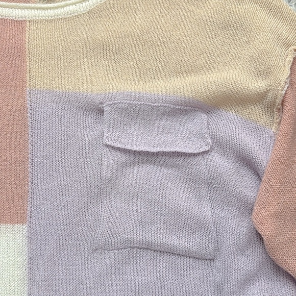143 Story by Lineup Color Block Sweater Pastel Shades Soft Girl Coquette, M - Picture 6 of 14